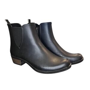 Lucky Brand Boots Shoes Womens Size 10 Black Rubber Waterproof Chelsea Ankle Zip